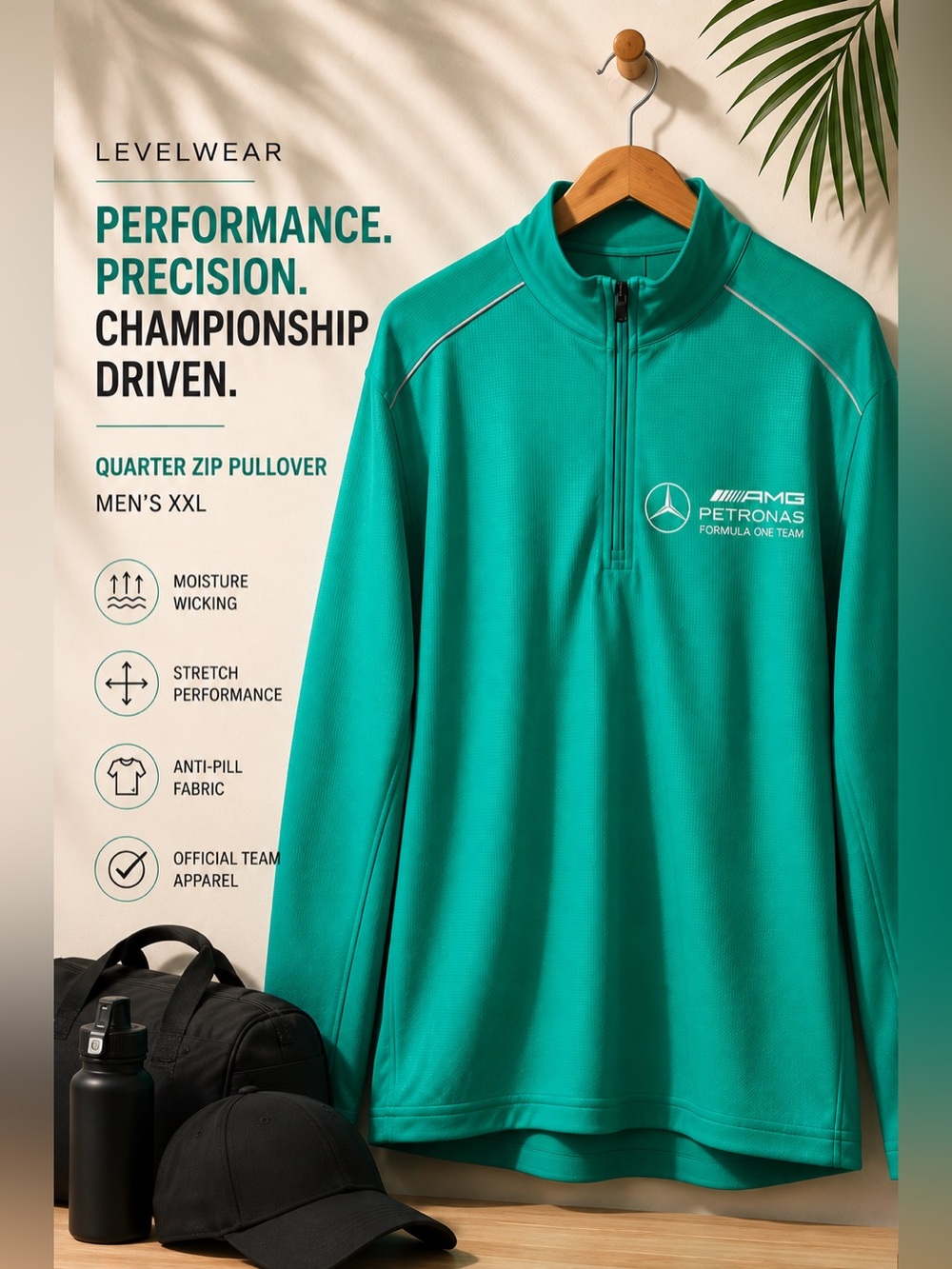 Mercedes AMG Petronas Formula One Team Levelwear Quarter Zip XXL
